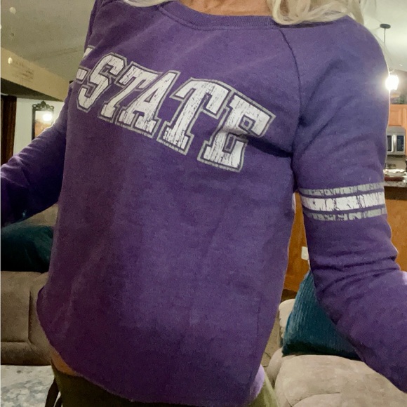 K-State Cropped Sweatshirt Heathered Purple - Picture 3 of 5